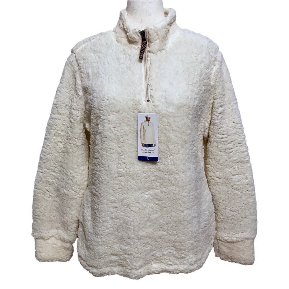 Weatherproof NWT Cream Quarter Zip Pullover Jacket Women L